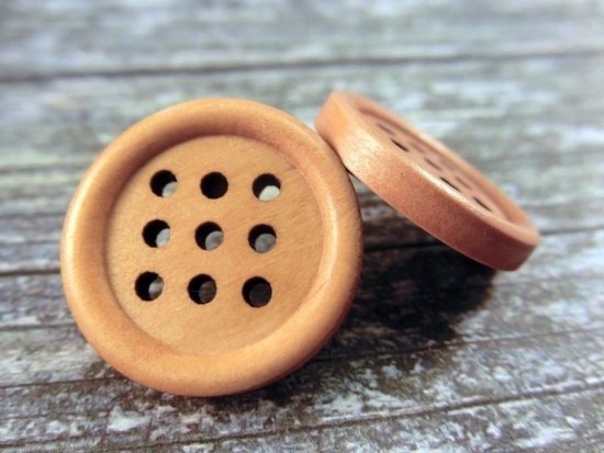 Preview: Crazy 9 Loch Knopf Ohrstecker Holz Button wood